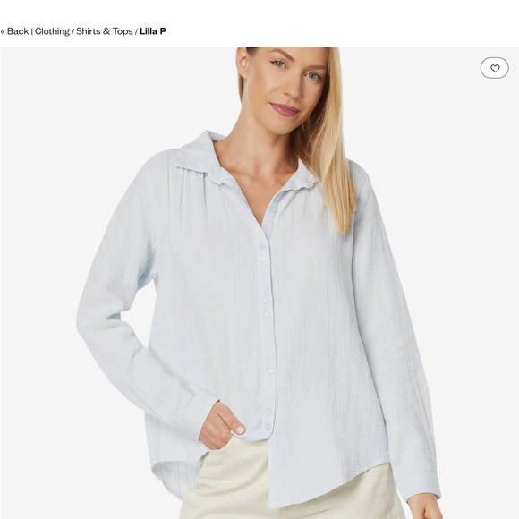 Lilla P white curved hem button down long sleeve shirt size Large - Picture 1 of 15